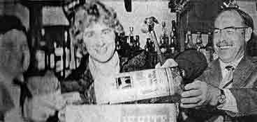 Alan Rough smashes a bottle at His Nibs 1979